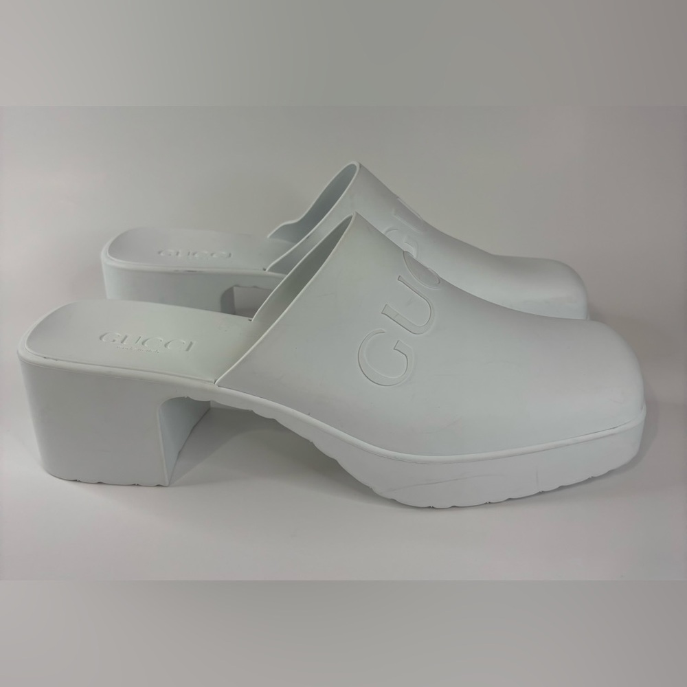Gucci Women's White Platform Rubber Mules - Picture 5 of 10